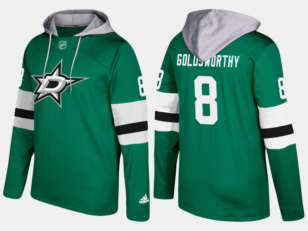 Men NHL dallas stars retired 8 bill goldsworthy green hoodie